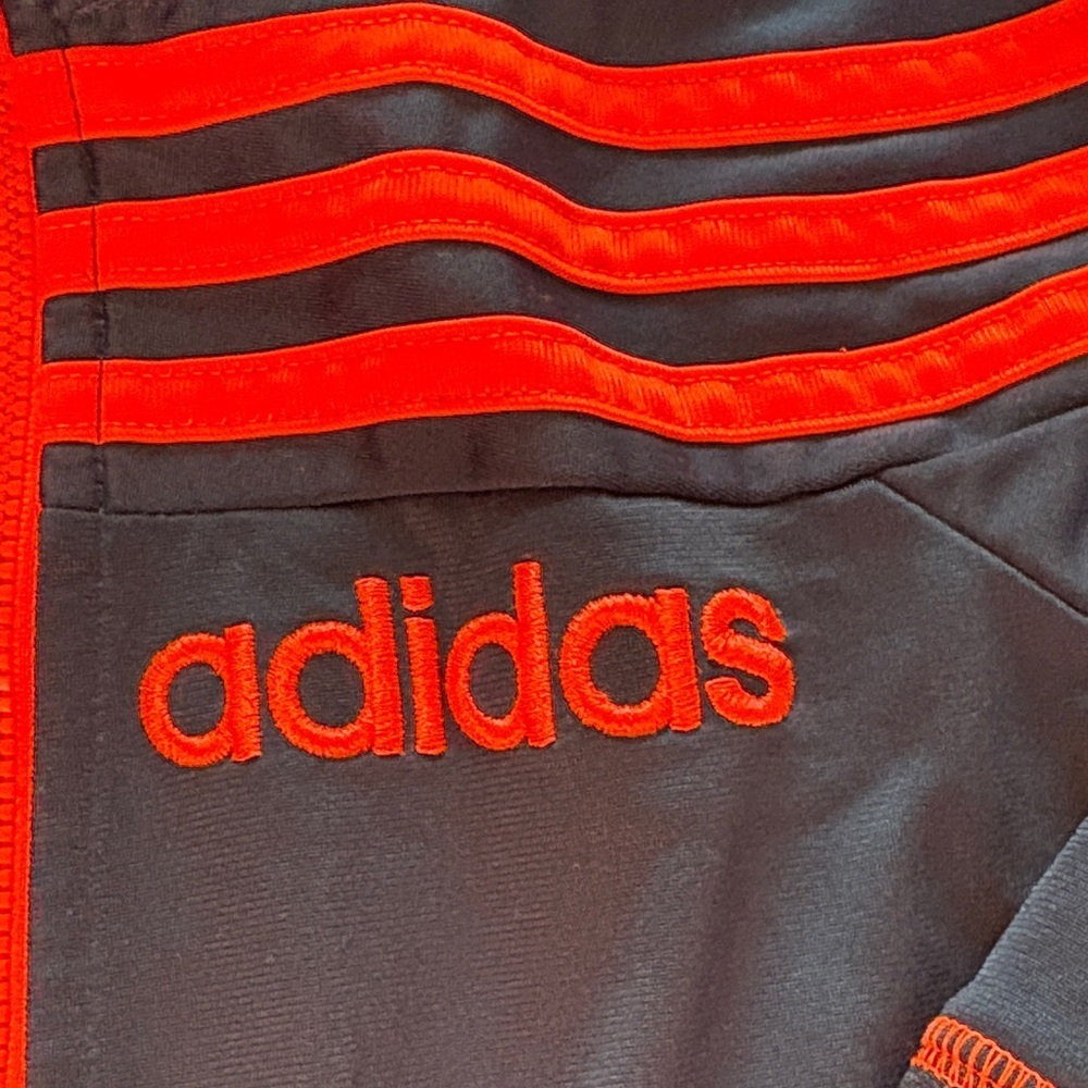 Adidas Navy Blue Jacket with Bold Orange Stripes - Picture 5 of 5